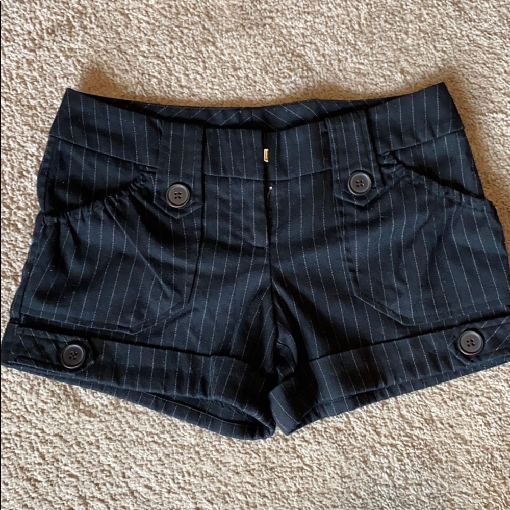 Black Pin Stripe Dress Shorts
